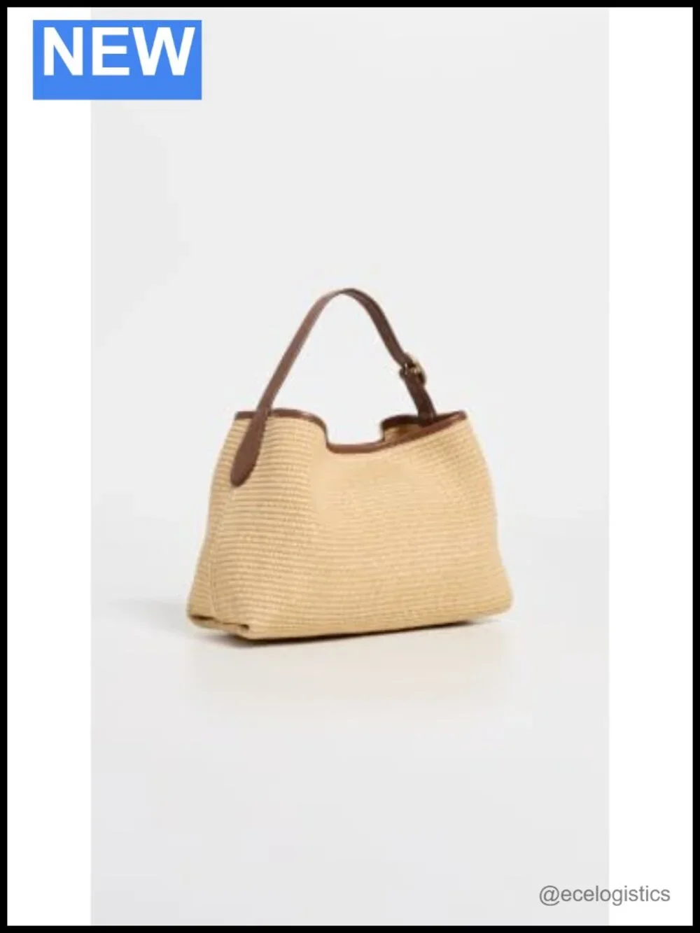 Vince Vivian Plonge Small Hobo Bag Shoulder Bag Raffia Leather Trim Gold